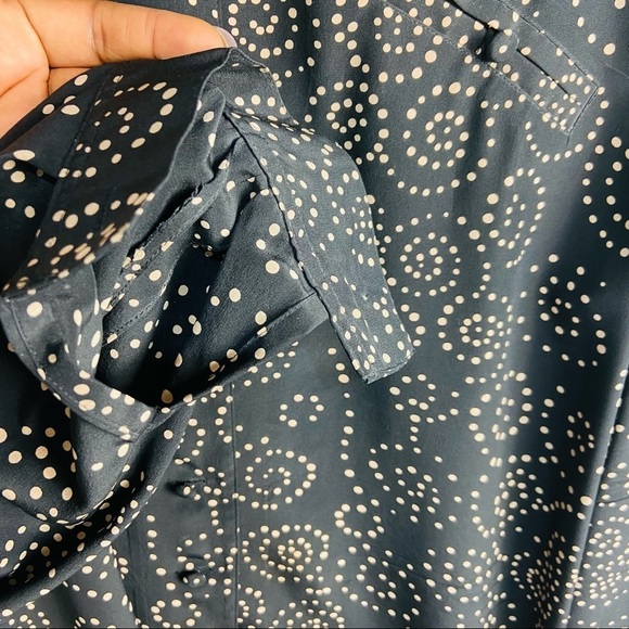 Gillian studio Size 16 vintage 100% silk shirt button down black brown dots - Picture 6 of 7